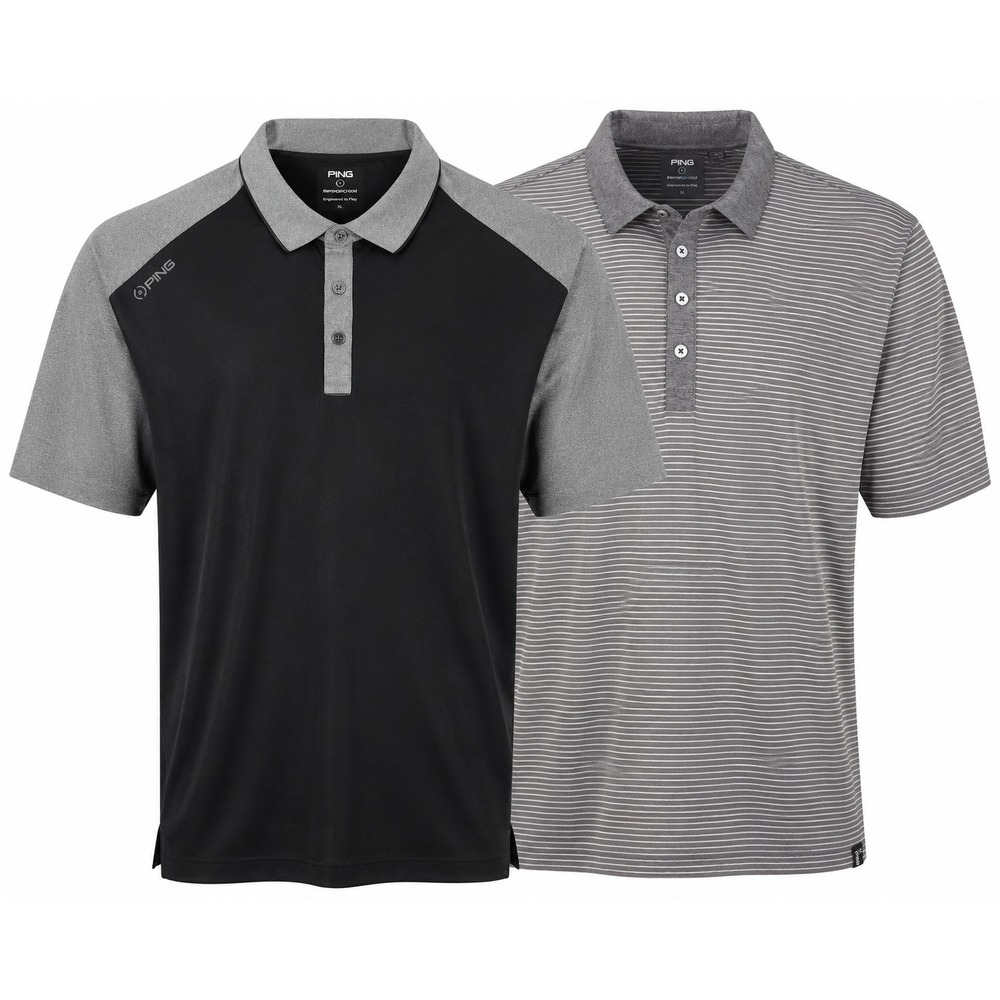 Ping SensorCool Golf Polo Shirt Bundle Men's XL Black Gray Performance